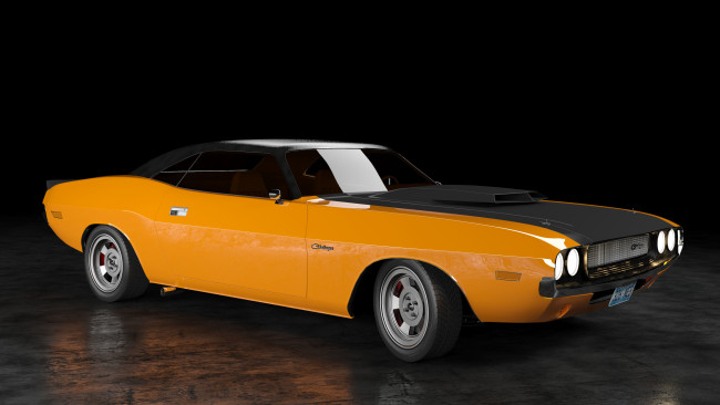 Обои картинки фото автомобили, 3д, challenger, rear, dodge