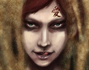 Картинка фэнтези люди тату язык взгляд песок гаара парень арт