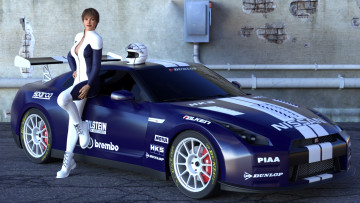 Картинка автомобили 3d+car&girl фон автомобиль девушка взгляд