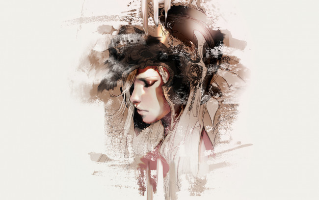 Обои картинки фото фэнтези, девушки, девушка, профиль, шлем