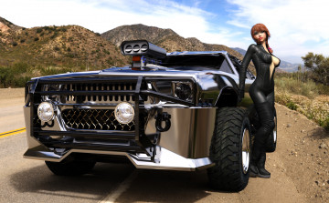 Картинка автомобили 3d+car&girl автомобиль девушка взгляд фон