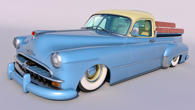 Обои картинки фото автомобили, 3д, автомобиль, pontiac, 1949г, фон