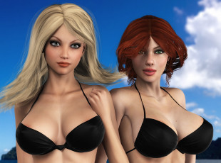 Картинка 3д+графика люди+ people девушки взгляд фон