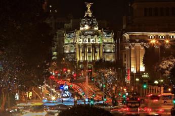 Картинка города мадрид+ испания огни вечер улица