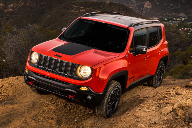 Обои картинки фото jeep renegade 2017, автомобили, jeep, внедорожник, 2017, renegade, красный