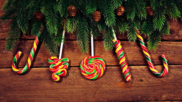 обоя праздничные, угощения, леденцы, шишки