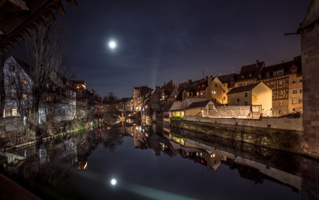Обои картинки фото nuremberg, bavaria, germany, города, - огни ночного города