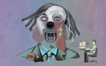 Картинка рисованное -+другое пиджак компьютер человек рот глаза