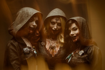 обоя девушки, - креатив,  косплей, образы, костюмы, капюшоны, демонессы