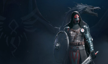 обоя видео игры, century,  age of ashes, дракон, воин, щит, меч