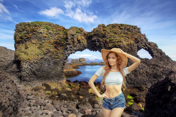 Картинка девушки катерина+крестинина+ катя+халперт скалы море шляпа шорты