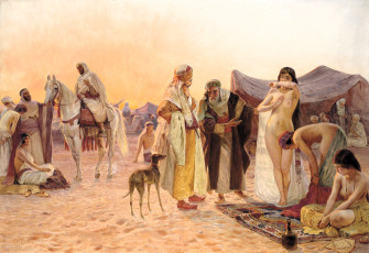 обоя рисованное, otto pilny, рабни, торговцы, пустыня, всадник