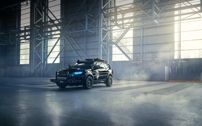 Обои картинки фото автомобили, chevrolet, черный, лестница, цех, окна