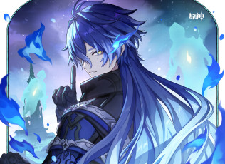 обоя аниме, genshin impact, парень