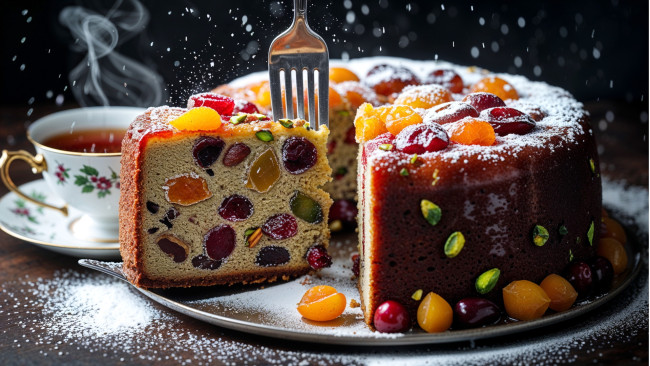 Обои картинки фото 3д графика, праздники , holidays, чай, рождественский, кекс