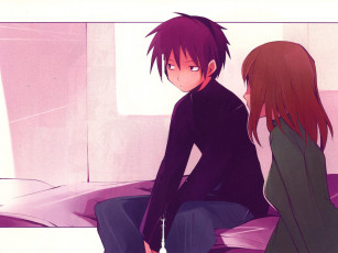 Картинка аниме hanbun no tsuki ga noboru sora