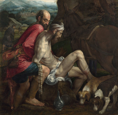Обои картинки фото jacopo, bassano, the, good, samaritan, рисованные