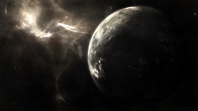 Обои картинки фото космос, арт, безконечность, планета, свечения