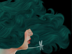 Картинка рисованные люди волос стрекоза губы