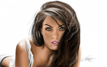 Картинка рисованные люди брюнетка взгляд девушка