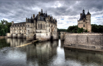 Картинка замок шенонсо города замки луары франция река башни