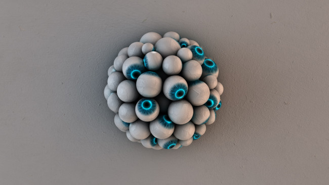 Обои картинки фото 3д, графика, шары, фон, зрачки, серый