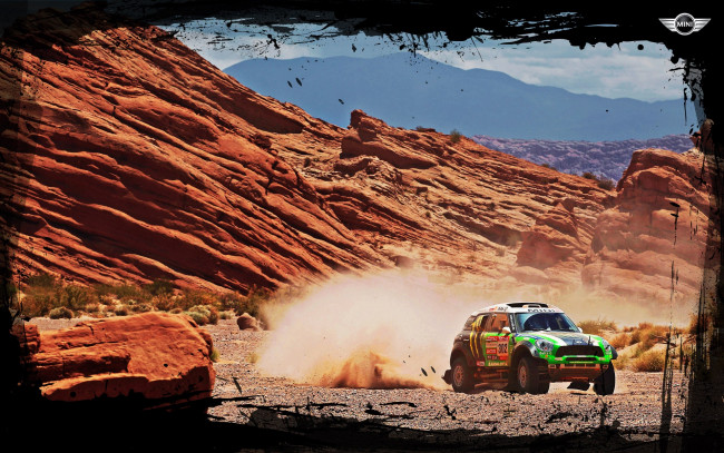 Обои картинки фото спорт, авторалли, mini, песок, ралли