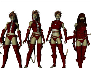 Картинка 3д+графика fantasy+ фантазия девушки кошки