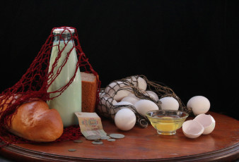 Картинка ностальжи еда натюрморт яйца рубль батон кефир