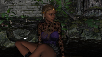 Картинка 3д+графика fantasy+ фантазия девушка лес взгляд