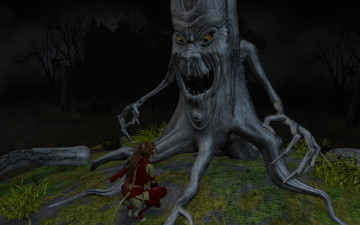 Картинка 3д+графика fantasy+ фантазия коряга девушка кошка