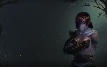 Картинка фэнтези эльфы взгляд ветви накидка глаз девушка lanaya dota+2 templar+assassin