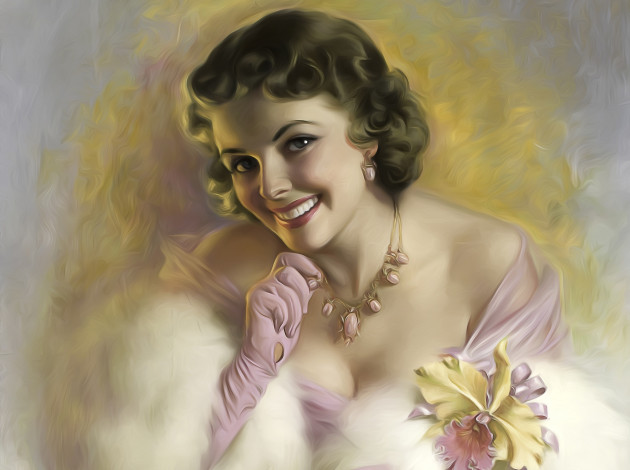 Обои картинки фото рисованные, люди, портрет, улыбка