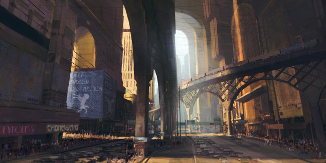 Обои картинки фото фэнтези, иные миры,  иные времена, улица, мегаполис, движение, суета, будущее, город