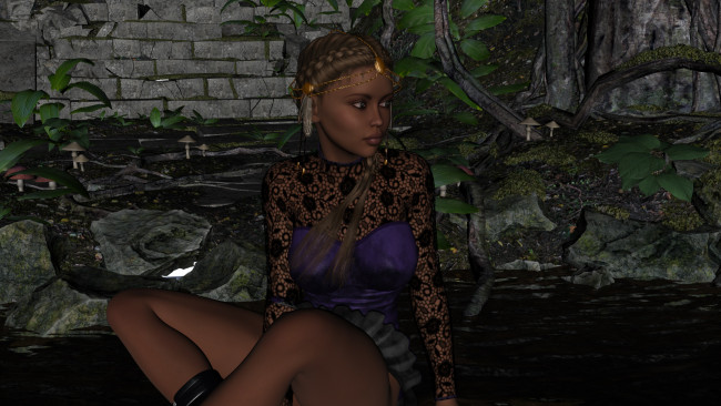 Обои картинки фото 3д графика, fantasy , фантазия, девушка, лес, взгляд