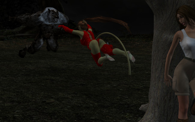 Обои картинки фото 3д графика, fantasy , фантазия, атака, существо, девушка, кошка