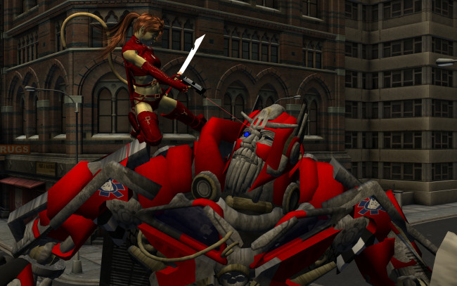 Обои картинки фото 3д графика, fantasy , фантазия, робот, девушка, кошка