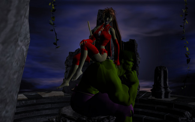 Обои картинки фото 3д графика, fantasy , фантазия, существо, ночь, девушка, кошка