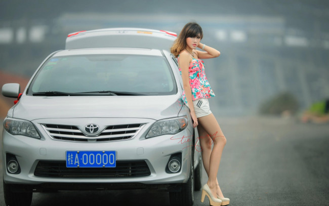 Обои картинки фото автомобили, авто с девушками, азиатка, автомобиль, девушка