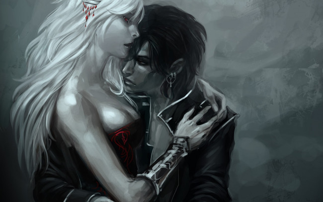 Обои картинки фото рисованные, люди, волосы, девушка, парень