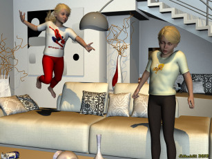 Картинка 3д+графика люди+ people диван игра дети