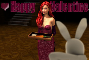 Картинка 3д+графика праздники+ holidays морковка фон взгляд девушка