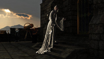 Картинка 3д+графика фантазия+ fantasy небо пушка халат старик