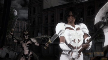 Картинка 3д+графика фантазия+ fantasy оружие фон взгляд девушка существо