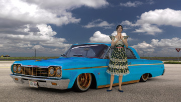 Картинка 3д+графика люди+ people взгляд девушка автомобиль фон