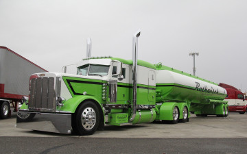 Картинка автомобили peterbilt green tanker petrbilt