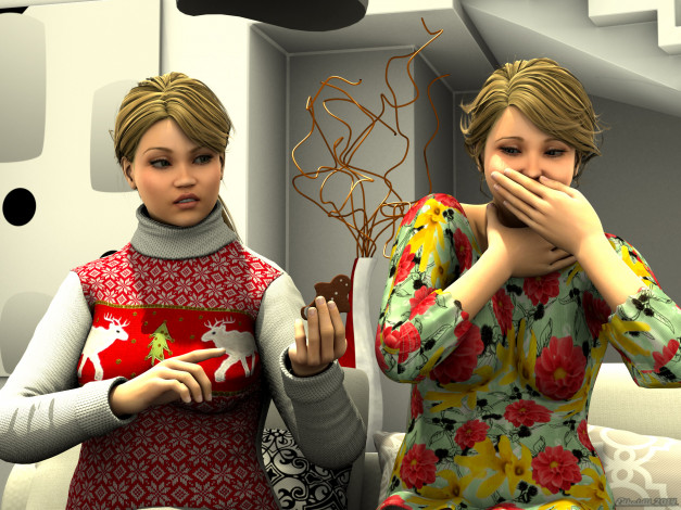 Обои картинки фото 3д графика, люди , people, фон, улыбка, взгляд, девушки