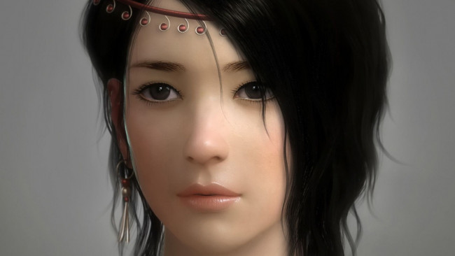 Обои картинки фото 3д графика, портрет , portraits, девушка, фон, взгляд