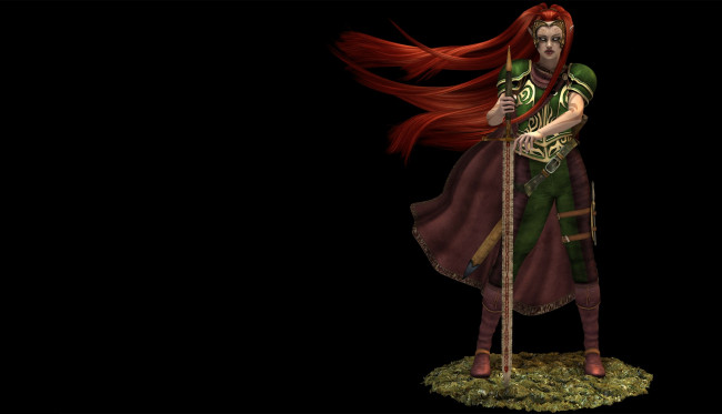 Обои картинки фото 3д графика, эльфы , elves, фон, меч, эльфийка, взгляд