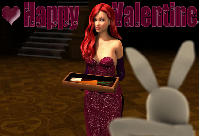 Обои картинки фото 3д графика, праздники , holidays, морковка, фон, взгляд, девушка